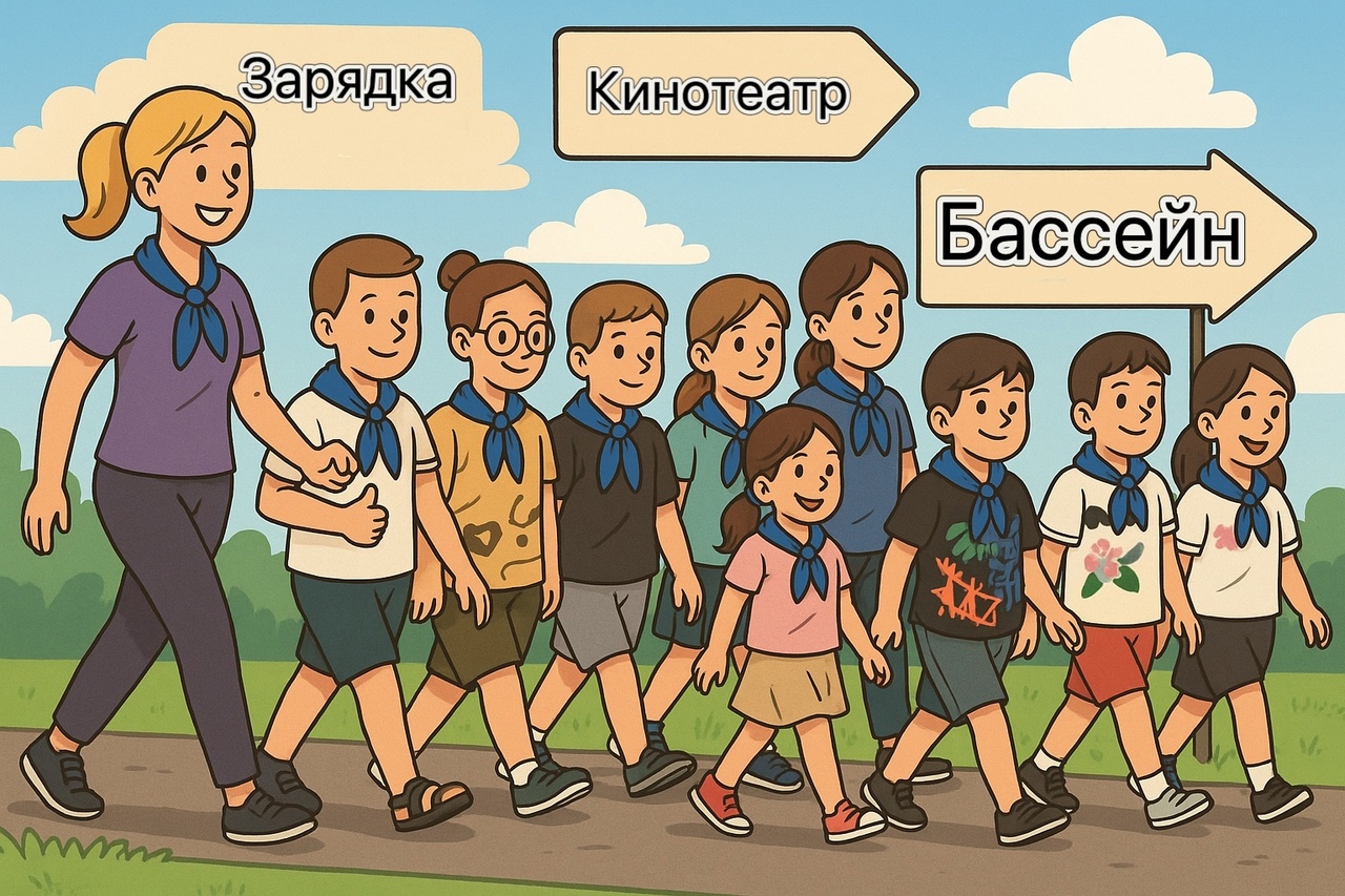 В школьном лагере....
